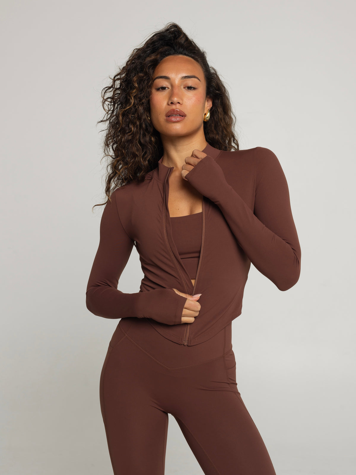 UNIFORM ZIP JACKET - CHOCOLATE