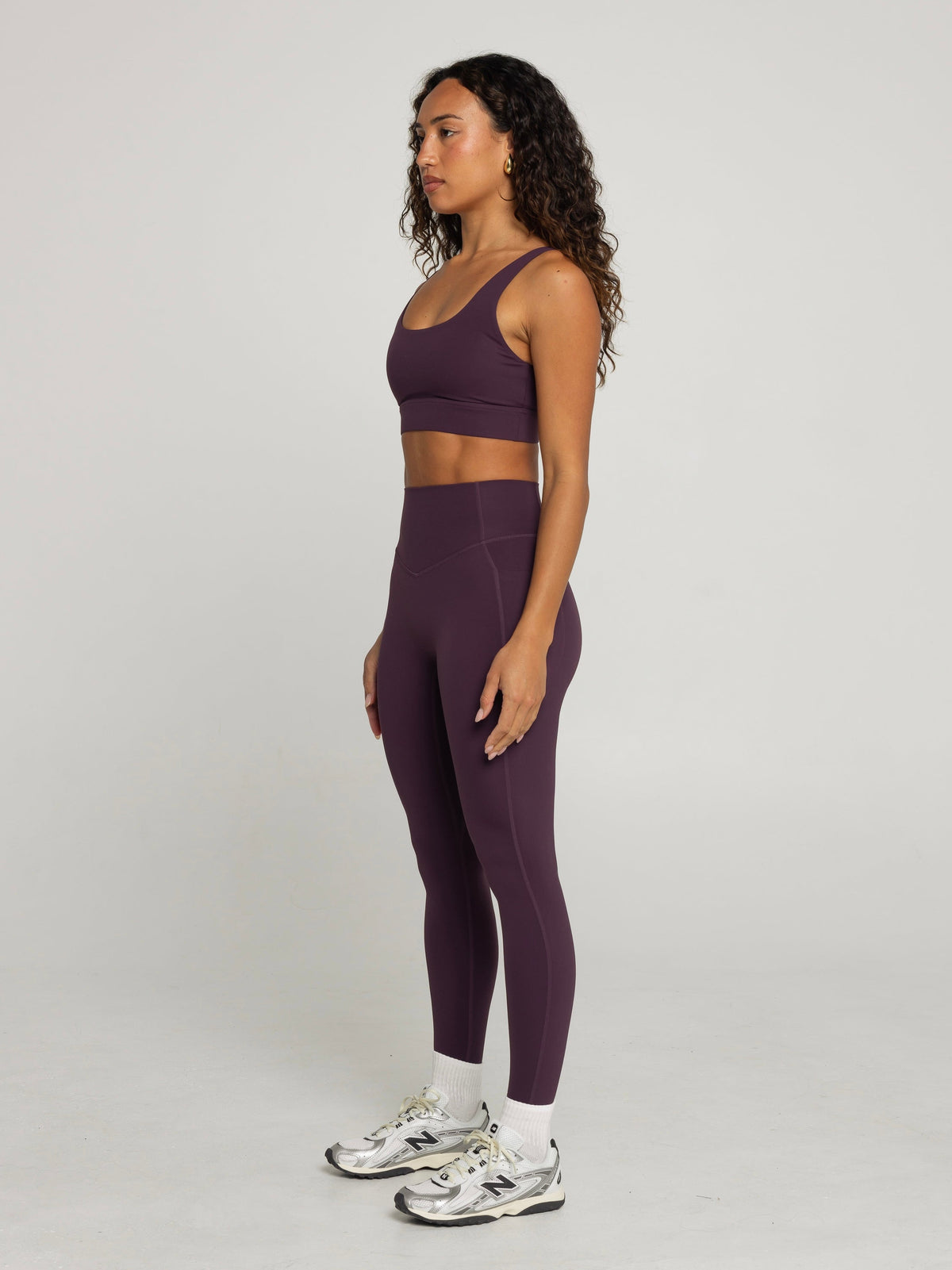 SWEAT POCKET LEGGINGS - PLUM