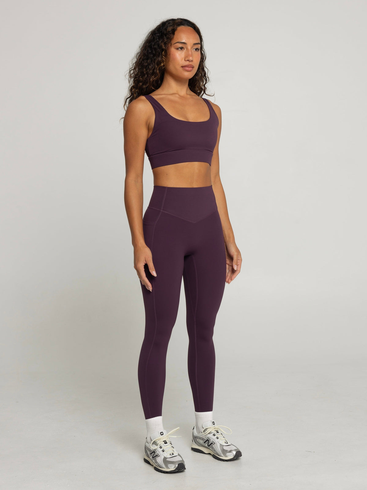 SWEAT POCKET LEGGINGS - PLUM